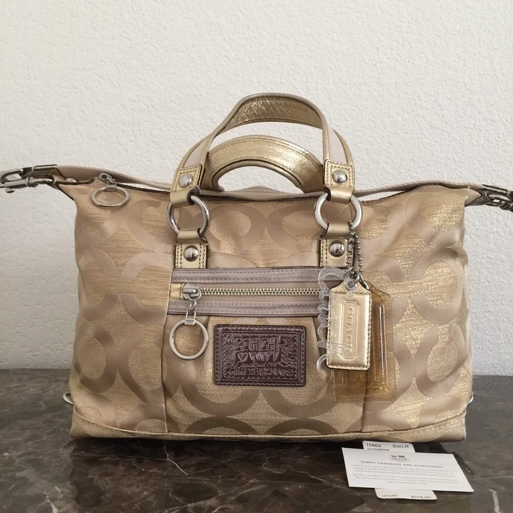 Coach Poppy Gold 2 in 1 Style Satchel Shoulder bag